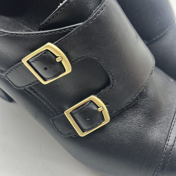 Clarks Bendables Black Heels with Gold Buckles Size 9.5 BAB4728A - Picture 2 of 9